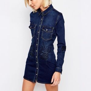 LIQUOR N POKER Portland Rose Denim Shirt Dress 4